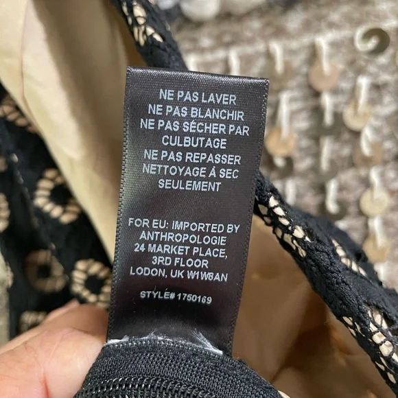 🖤 Current Air Anthropologie black embroidered lace ruffled midi skirt sz S - Picture 12 of 13